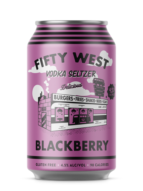 Fifty West Blackberry Vodka Seltzer can