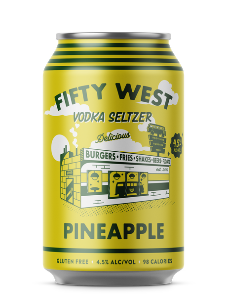 Fifty West Pineapple Vodka Seltzer can