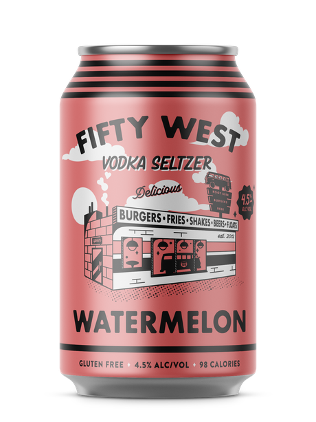 Fifty West Watermelon Vodka Seltzer can